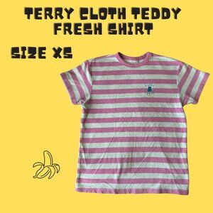 🟡 Teddy Fresh Terry Striped Shirt | Pink & White | Size XS 🟡